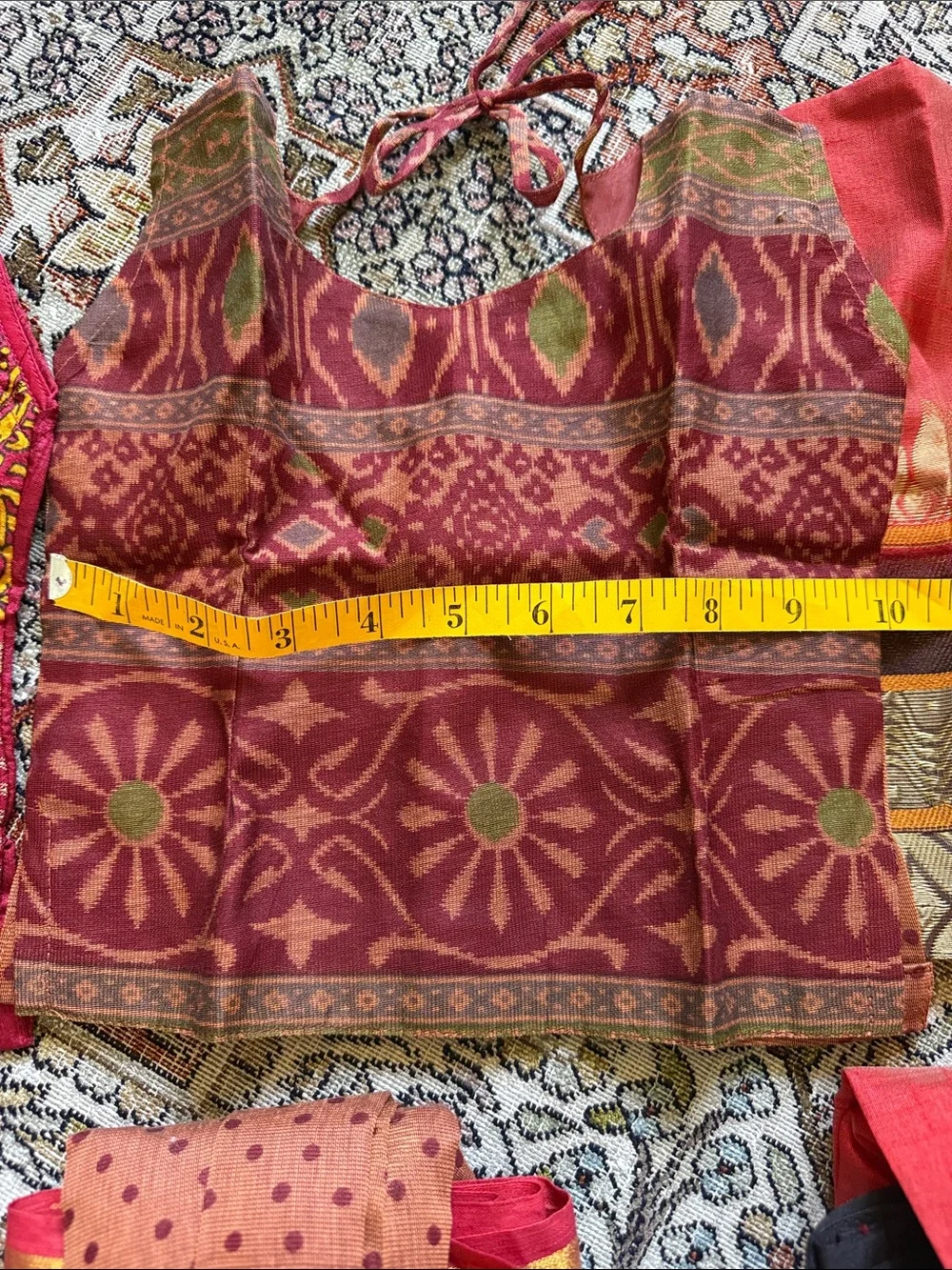 Lot of 3 6-9m Set of Red and Gold Ethnic Blouse Tops♥️💛⭐️NWT